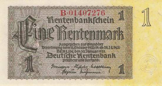 1 Rentenmark 1937 ro.166c XF